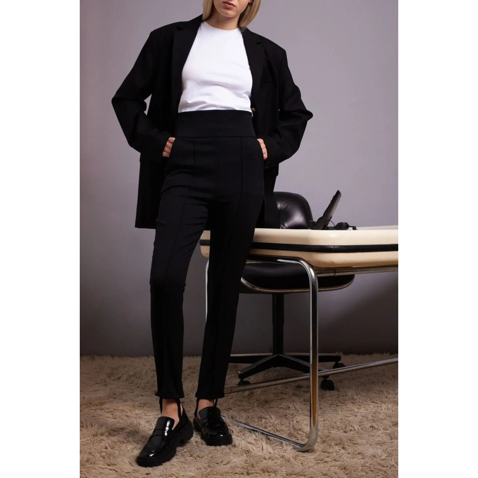 Loulou Studio Pinzon High-Rise Wool Pants Trousers Womens Xs Black Tapered Luxe